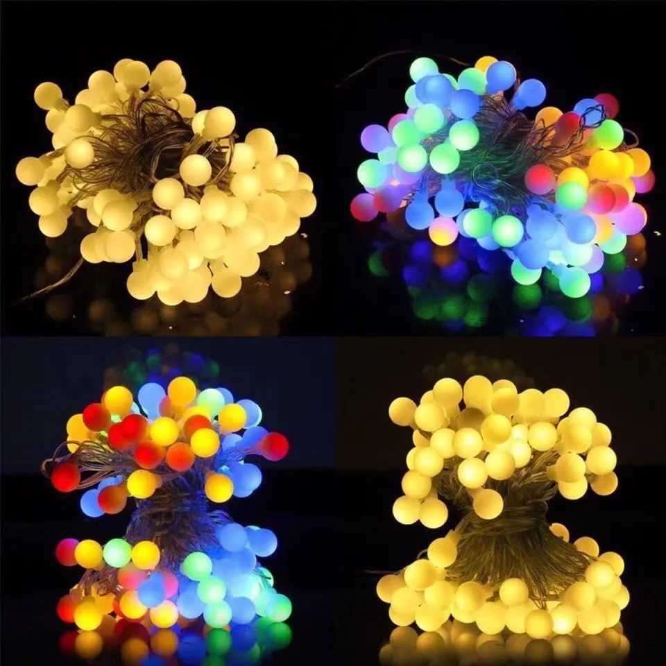 LED Ball Garland Lights Fairy String RGB Waterproof Outdoor Lamp Christmas Holiday Wedding Party Lights Decoration C250912