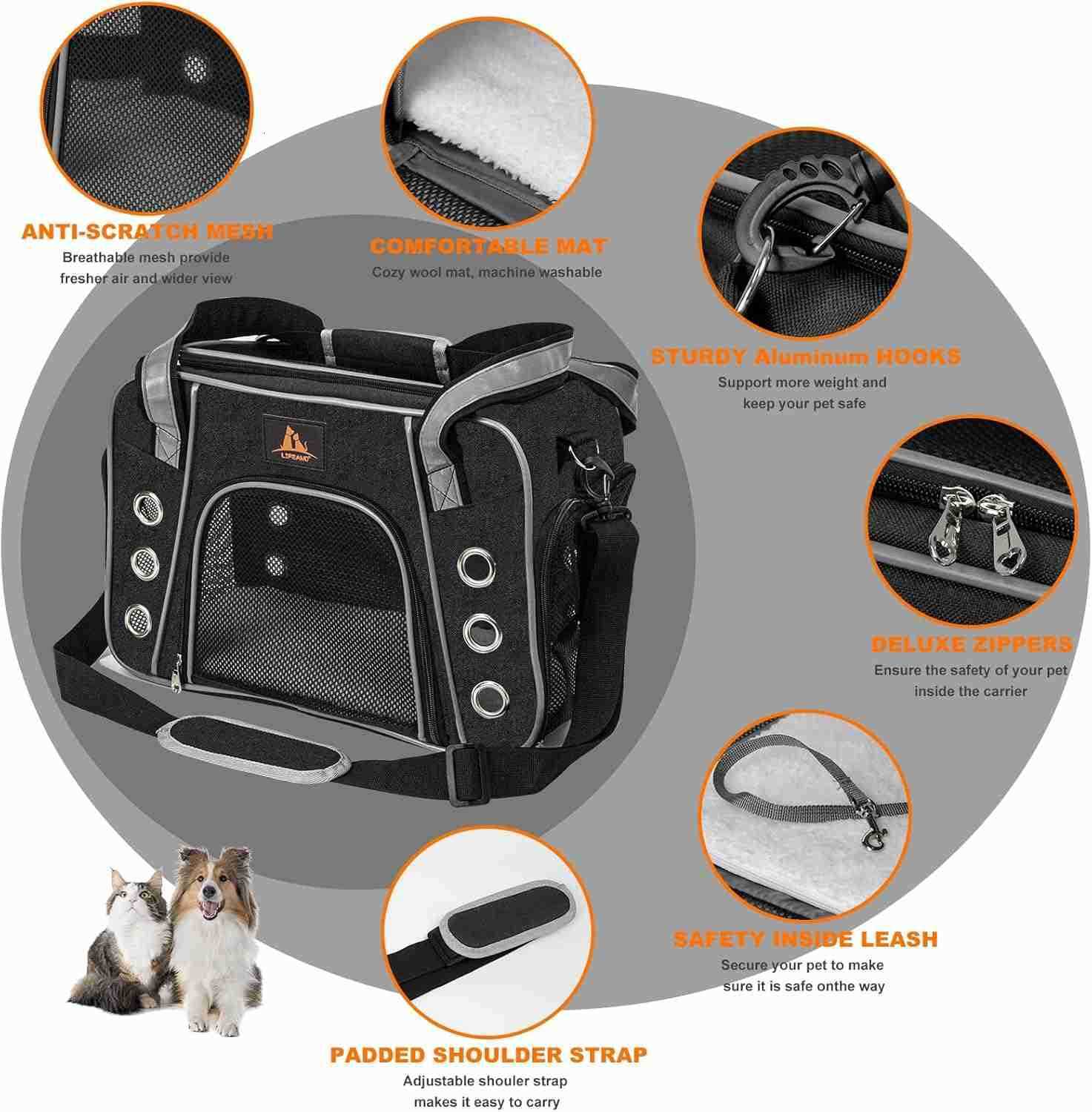 Cat Carrier for Large and Medium Cats Under 18lb Collapsible Soft Sided Pet Carrier Dog Carrier Airline Approved for Cats Small Dogs Kitten Pet Privac