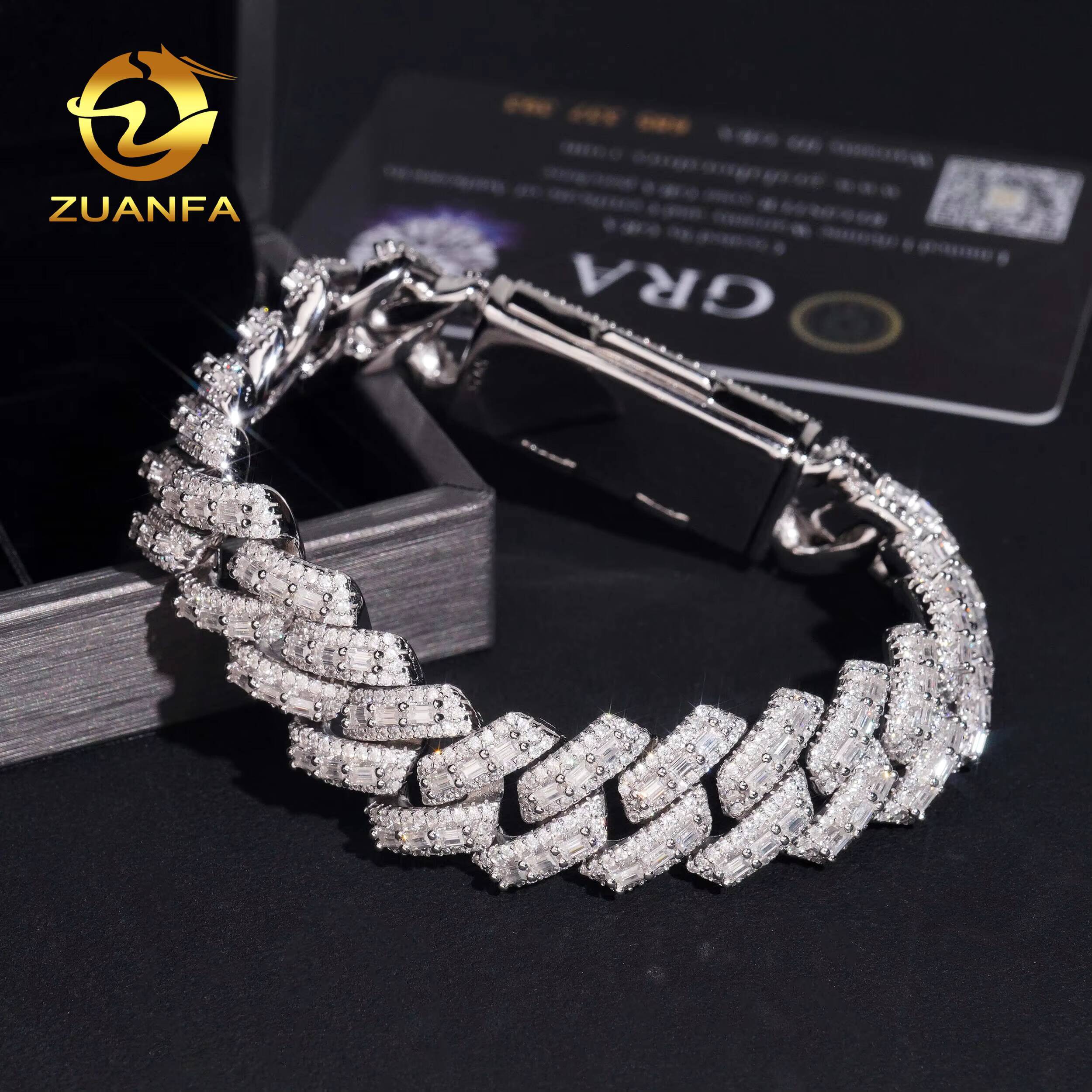 VVS Moissanite Diamond Fine Jewelry Pass Diamond Tester Miossanite Hip Hop Iced Out Necklace 16mm Miami Cuban Link Chain