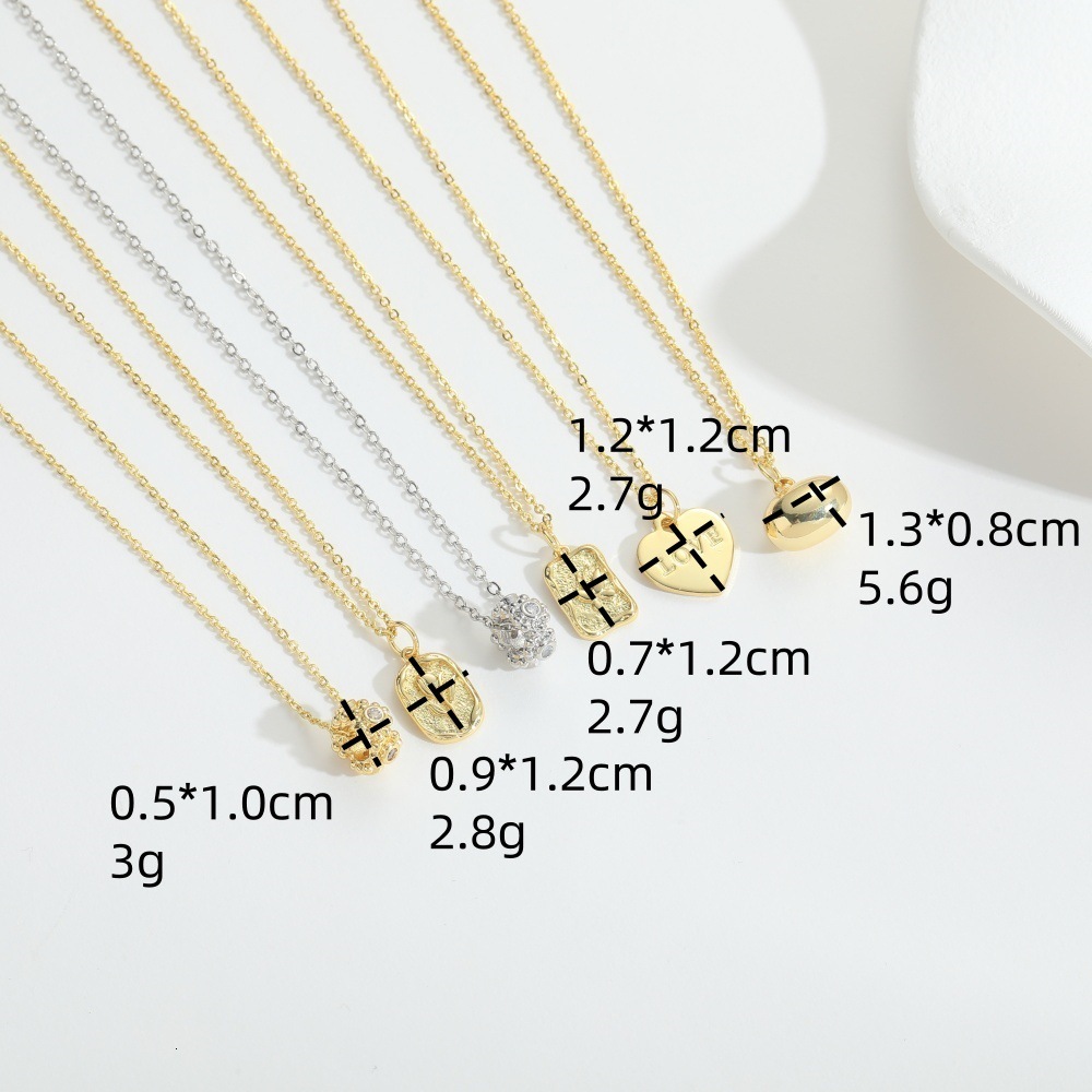 Minimalist Daily Commute Texture Geometric Pendant Collarbone Chain Square LOVE Shape for Women