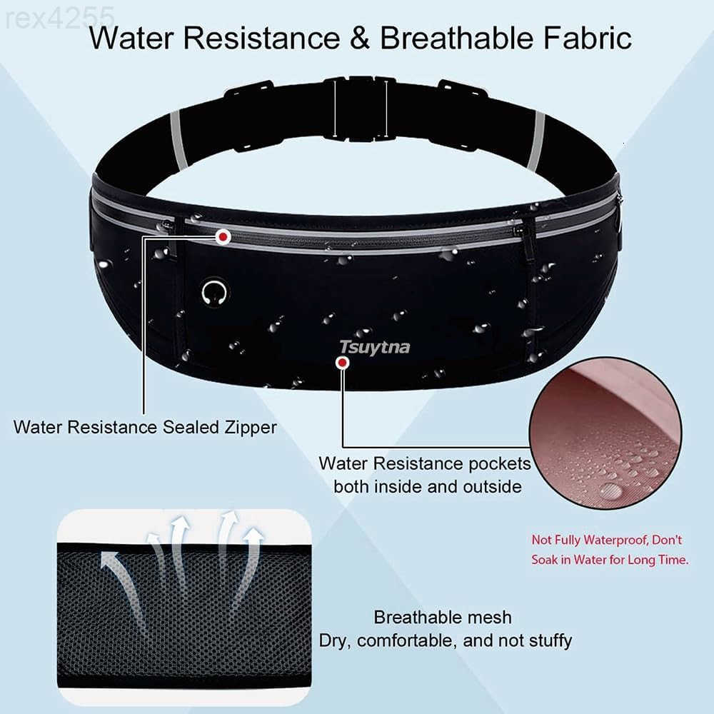 Running Belt for Women Men Slim Phone running belt with WaterResistant Phone Holder 3 pockets Adjustable Waist Strap Reflective Safety Design for Runn