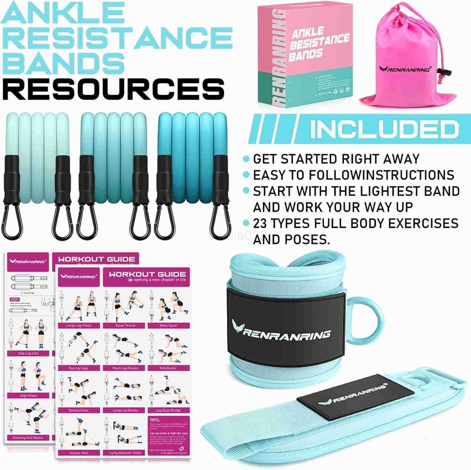 Resistance Bands Ankle Bands for Working Out with Cuffs Ankle Resistance Band Glutes Workout Equipment Butt Exercise Equipment for Women Legs and Glut