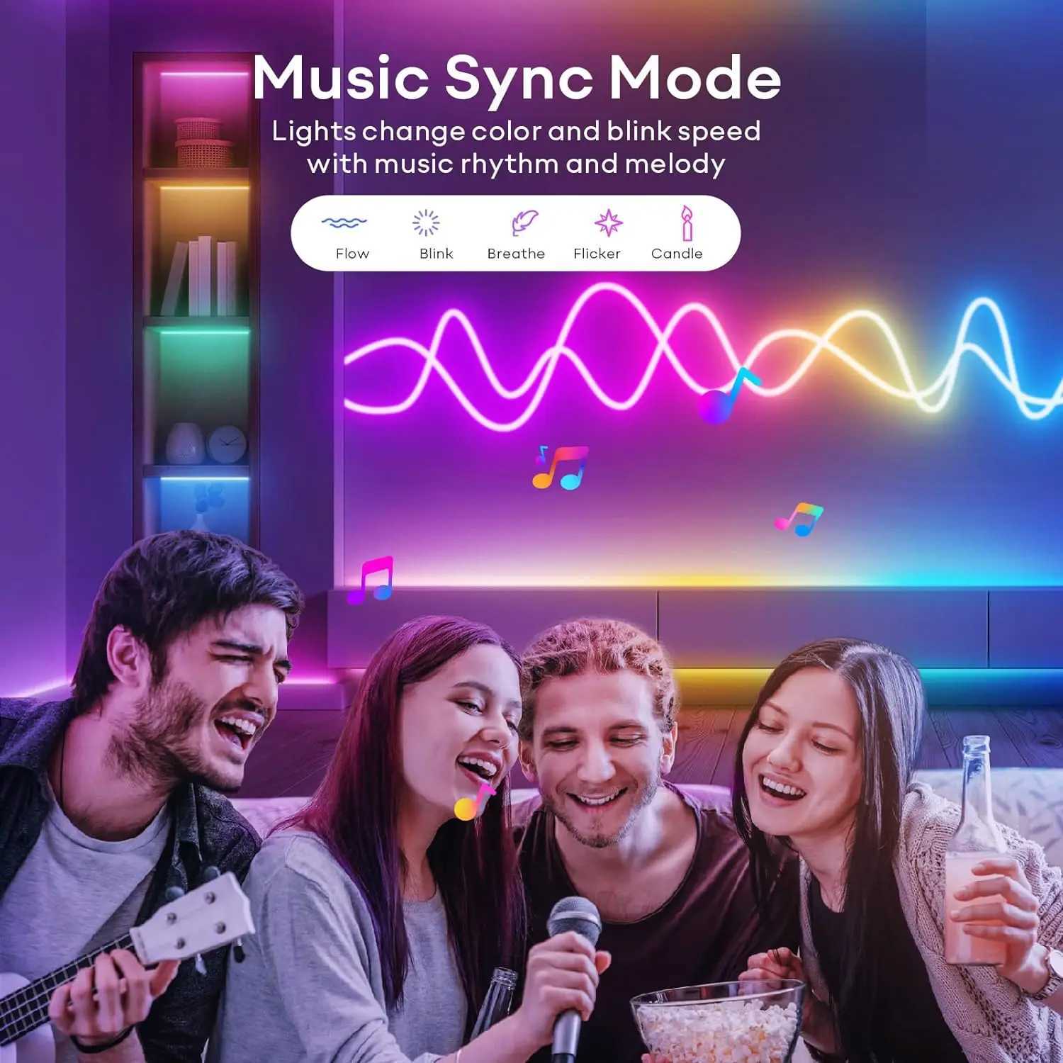 30M20M Mexllex RGB Neon Light Strip with APP Remote Color Change Waterproof Music Sync Mode for Bedroom Room Outdoors Decro C250912