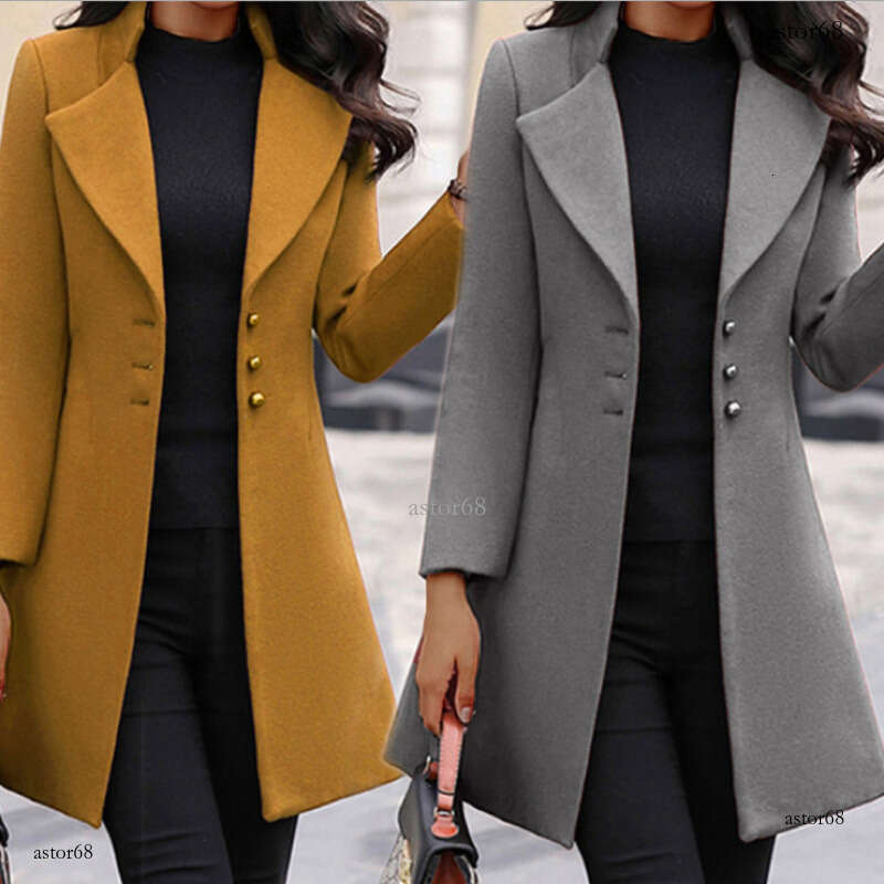 womens coat jackets womens fur coat European and American Autumn Winter Mid-Length Korean Style Turn-Down Collar Slimming Solid Color Slim-Fit Women&#