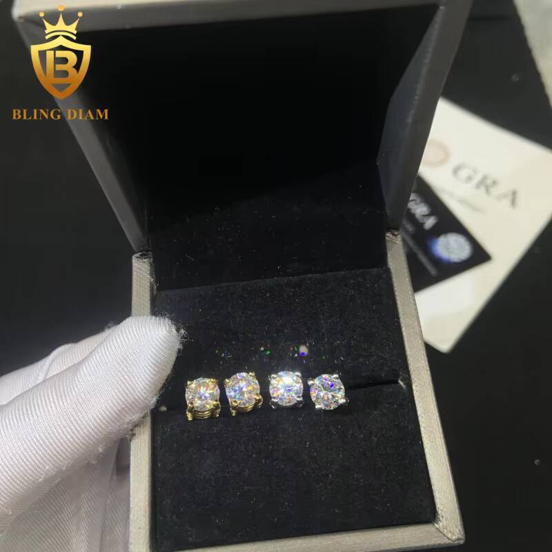 Fashion Hip Hop Earring 65mm VVS1 Iced Out Moissanite Diamond Earrings 925 Sterling Silver Earrings with GRA Certification