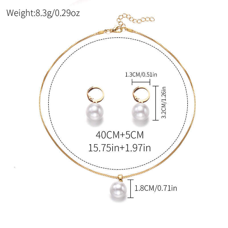 Pearl Earrings Necklace Jewelry Fashion Pendant Alloy Light Niche High-end Feel Women's Accessories