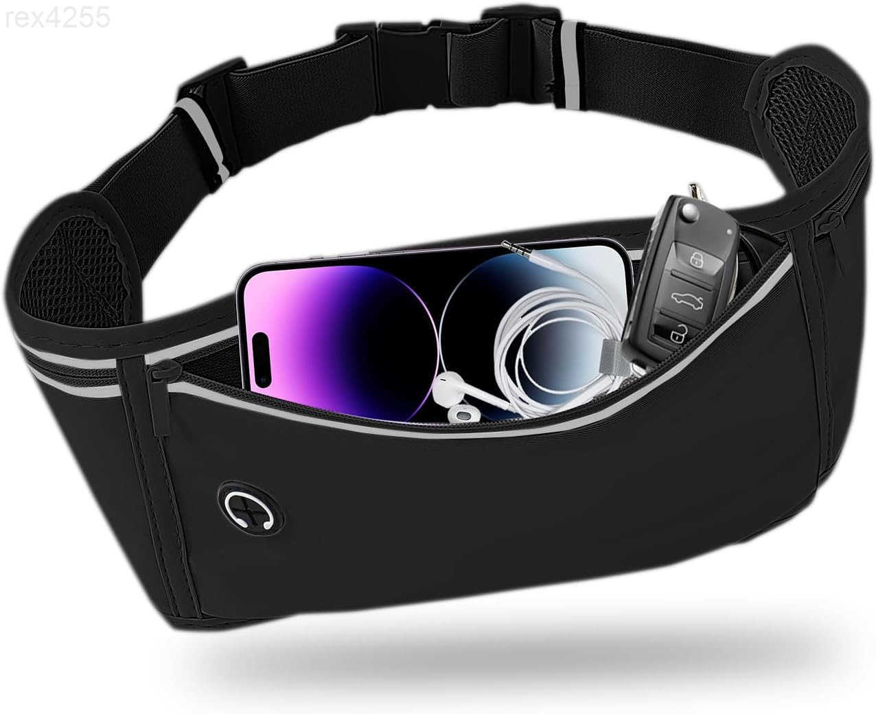 Slim Running Belt for Women MenRunners Fanny Pack Phone HolderMoney BeltRunning Gear Accessorieswith 3 PocketsBlackW250912