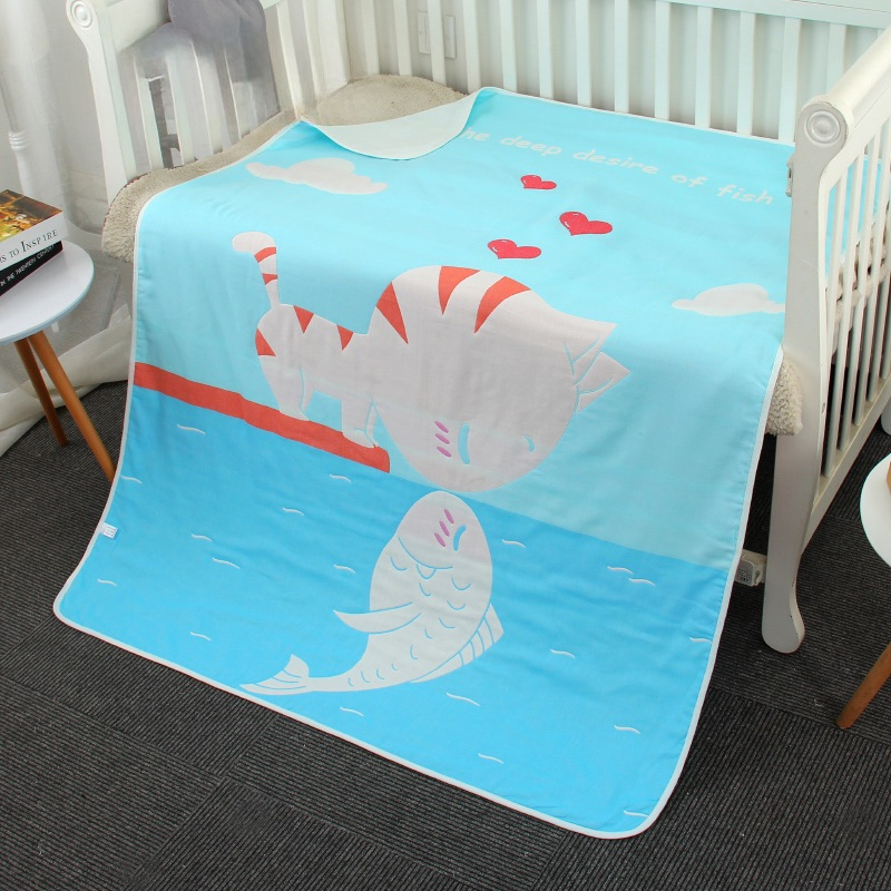 Pure Cotton 6-Layer Gauze Towel Blanket Newborn & Toddler Thickened Air-Conditioned Blanket for Fall & Winter