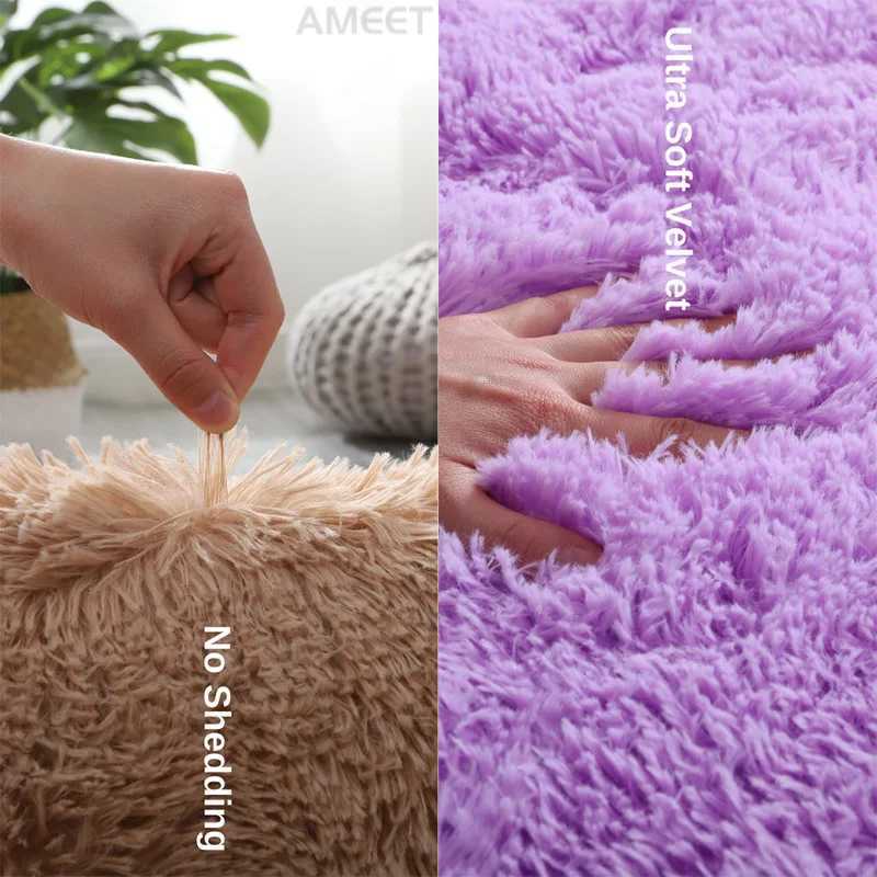 Solid Fluffy Carpets For Living Room Soft Velvet Long Hair Shaggy Rugs For Bedroom Pink Purple Big Size Kids Room Plush Carpet C250912