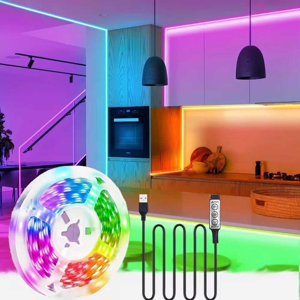 5V RGB 5050 Home LED Strip Lights 3 Keys Control USB TV Backlight LED Strip Lights Home Party Decoration Flexible Strip Lights C250912