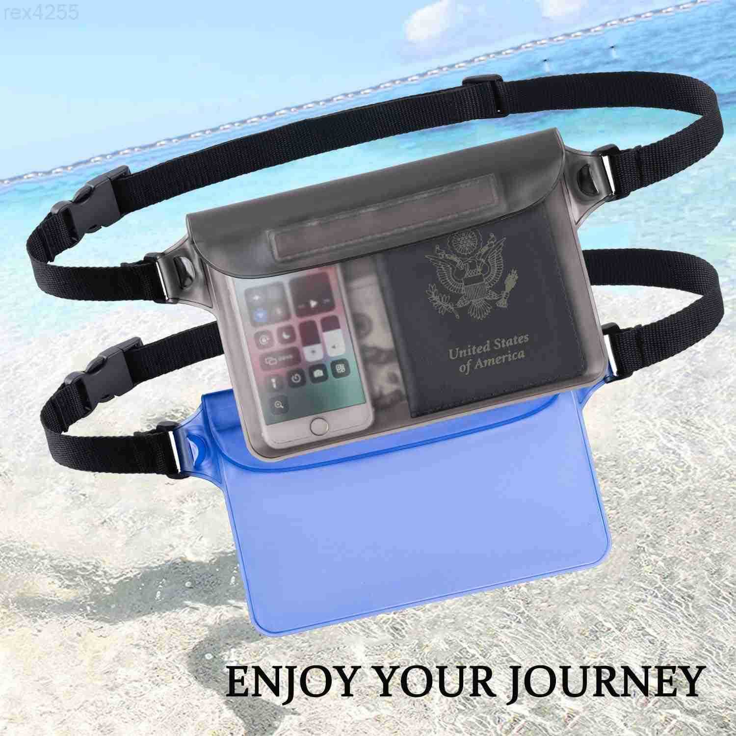 2Pack Waterproof Pouch with Adjustable Waist Strap Screen Touch Sensitive Dry Bag Keep Your Phone and Valuables Dry Perfect for Swimming Kayaking Boat