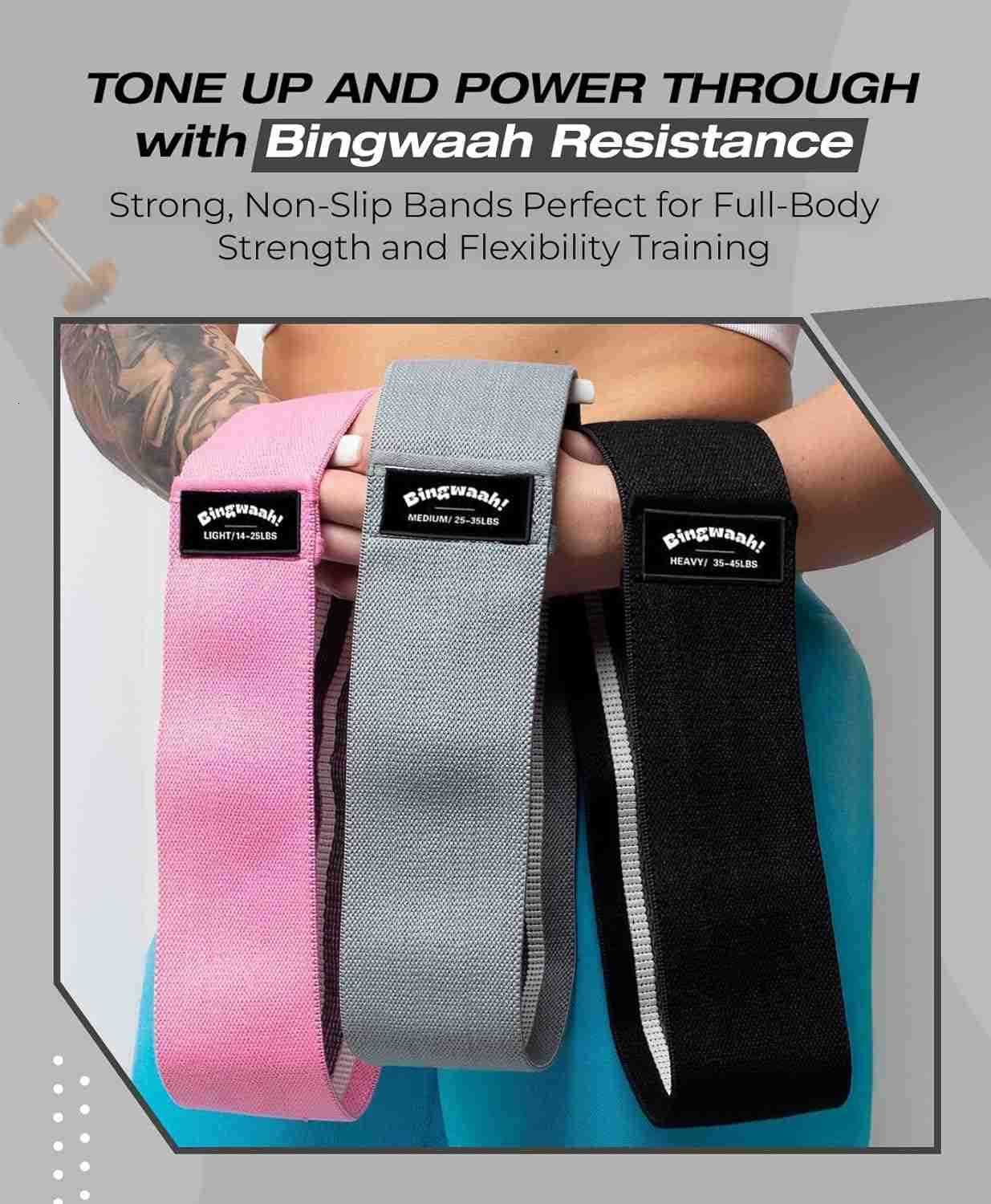 Fabric Resistance Bands for Women and Men Set of 3 Mini Loop Bands with Adjustable 1445 lbs Resistance Lightweight Compact with Travel Bag Ideal for E
