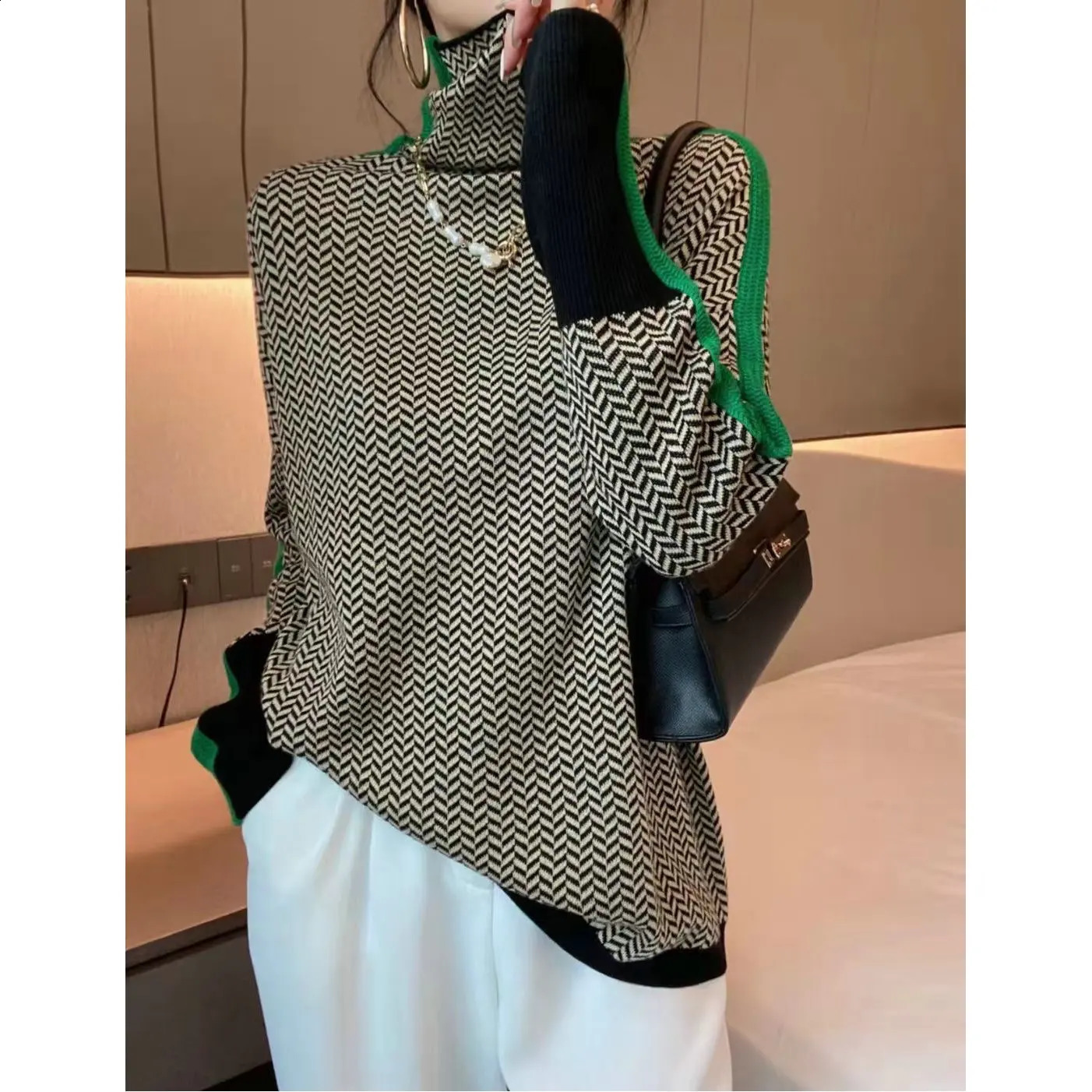 Pullover Sweater European Stock Highend Quality Color Colored Characters Wool Bottoming Shirt Female Autumn And Winter 250912