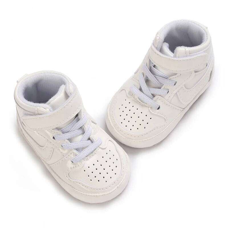 Spring and Autumn Baby Classic Trendy PU High Top Sports Basketball Soft Sole Lightweight Walking Shoes
