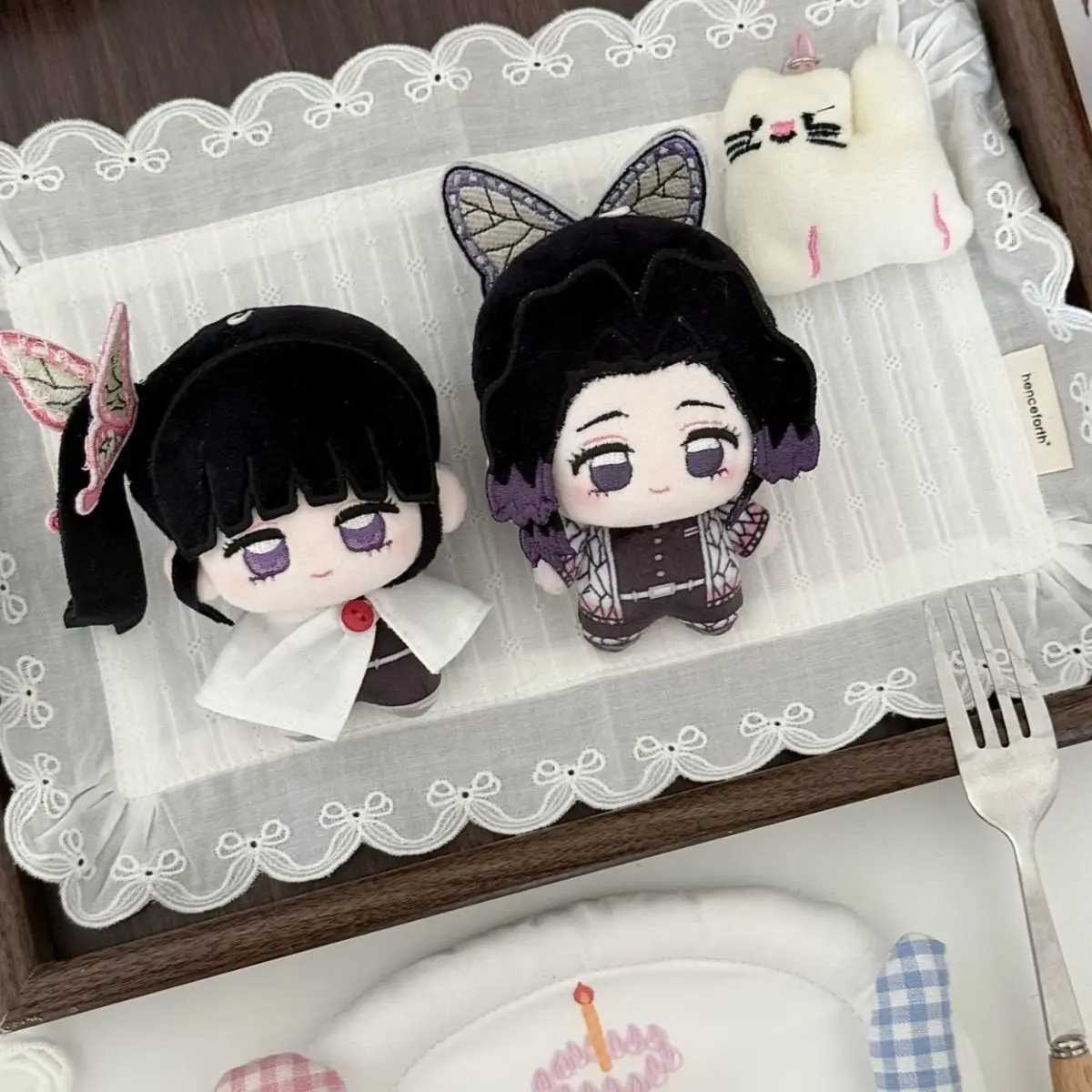 New Anime Demon Slayer Tsuyuri Kanawo Kochou Kanae Kamado Tanjirou Cute 10cm Plush Doll Cartoon Pendant Keychain Decor Xmas Gift C250912
