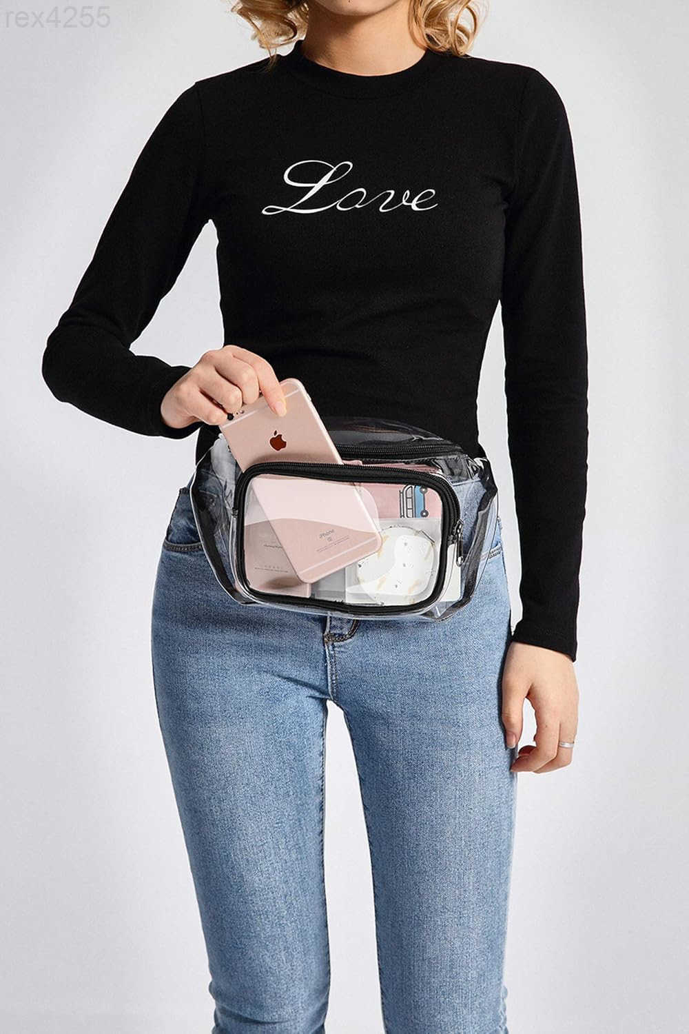 Clear Fanny Pack Stadium Approved Clear Bag for Stadium Events Transparent Belt Bag for Women Men Adjustable Waist Bag for Sports Concerts BlackW25091