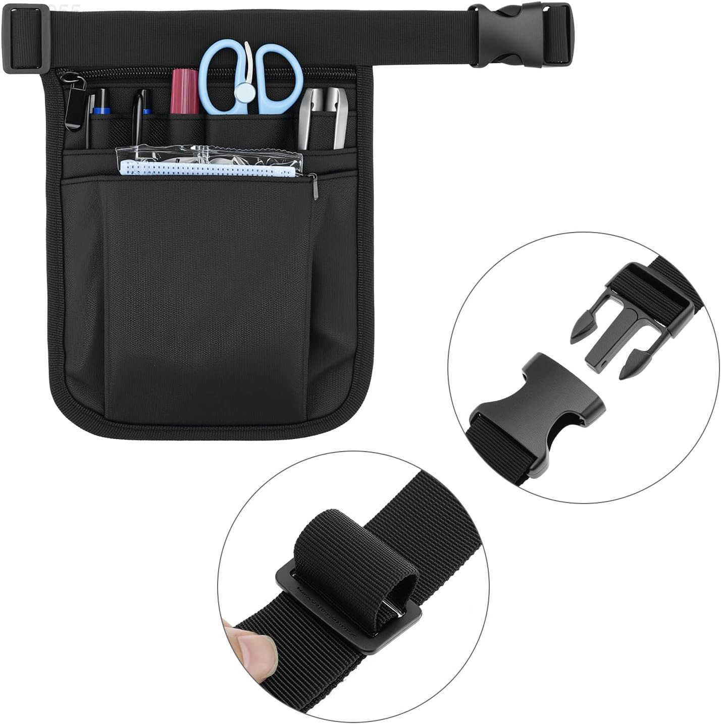 Medical Organizer Belt Nurse Storage Bag Waist Bag Pouch for Medical Scissors Care Kit Tool Black 10x7W250912