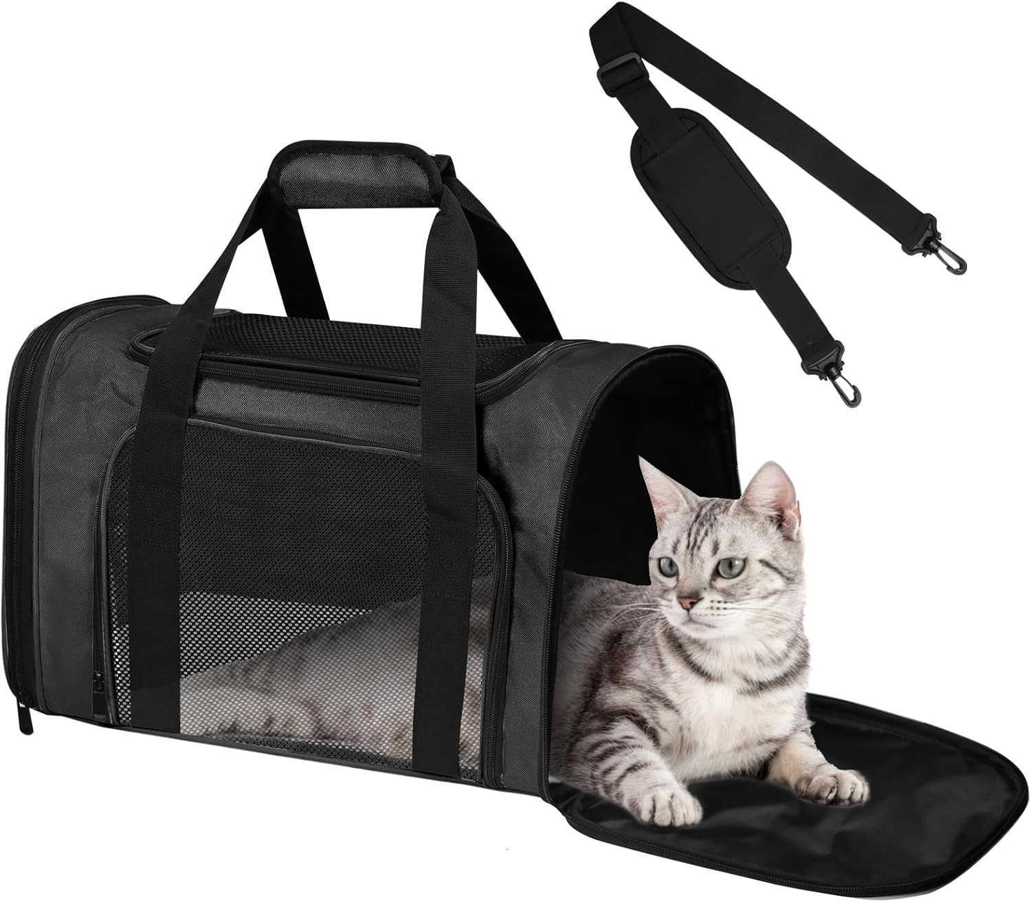 Approved Pet Carrier 17x11x11 Soft Sided Cat Dog Travel Bag for Small Pets up to 15 lbs Portable Collapsible Pet Carrier Under Seat with Mesh Ventilat