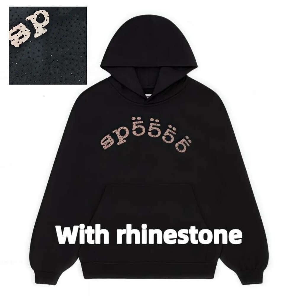 Designer Spider Hoodie Rhinestone Men Women Embroidery Hoody Cotton Foam 55555 Sweatshirt Pullover Y2k Clothes High Street Trendy Young Thug Graphic Hoodies