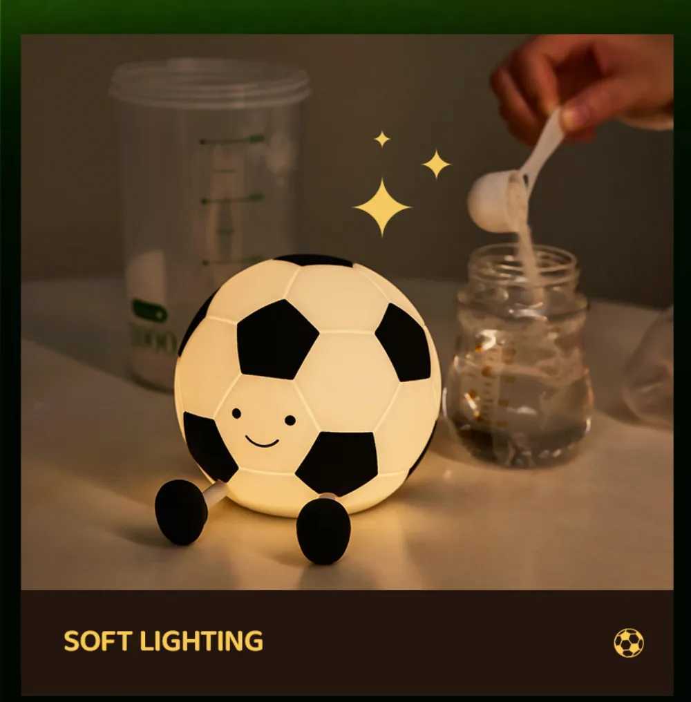 Novelty Football Silicone Night Light Rechargeable Sleeping Night Lamp with 3 Level Dimmable Nursery Bedside Lamp For Room Decor C251122