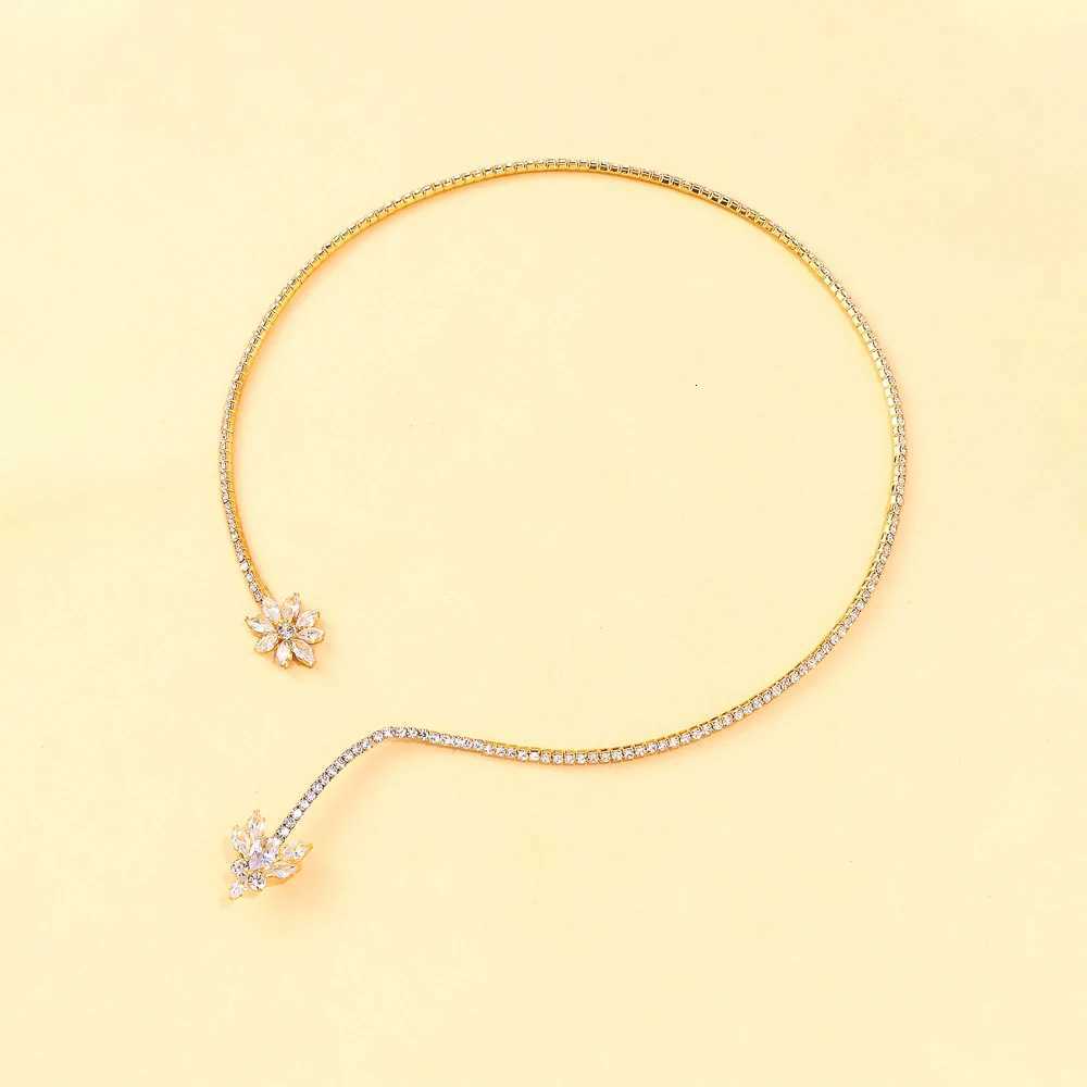 Stonefans Floral Rhinestone Open Choker Necklace Crystal Collar Jewelry Adjustable Tren Necklace for Woman Wedding AccoriesXJ250912