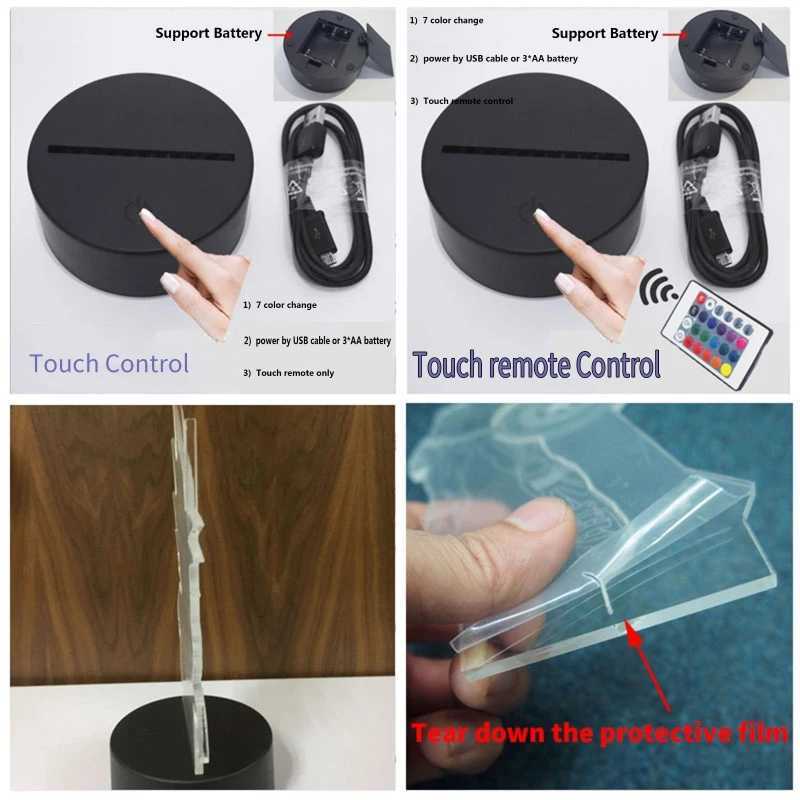 Airplane 3d Night Light Usb Plugin Touch Table Lamp Decoration Bedside Nightlight Child Birthday Christmas Gifts for Kids Boys C251122