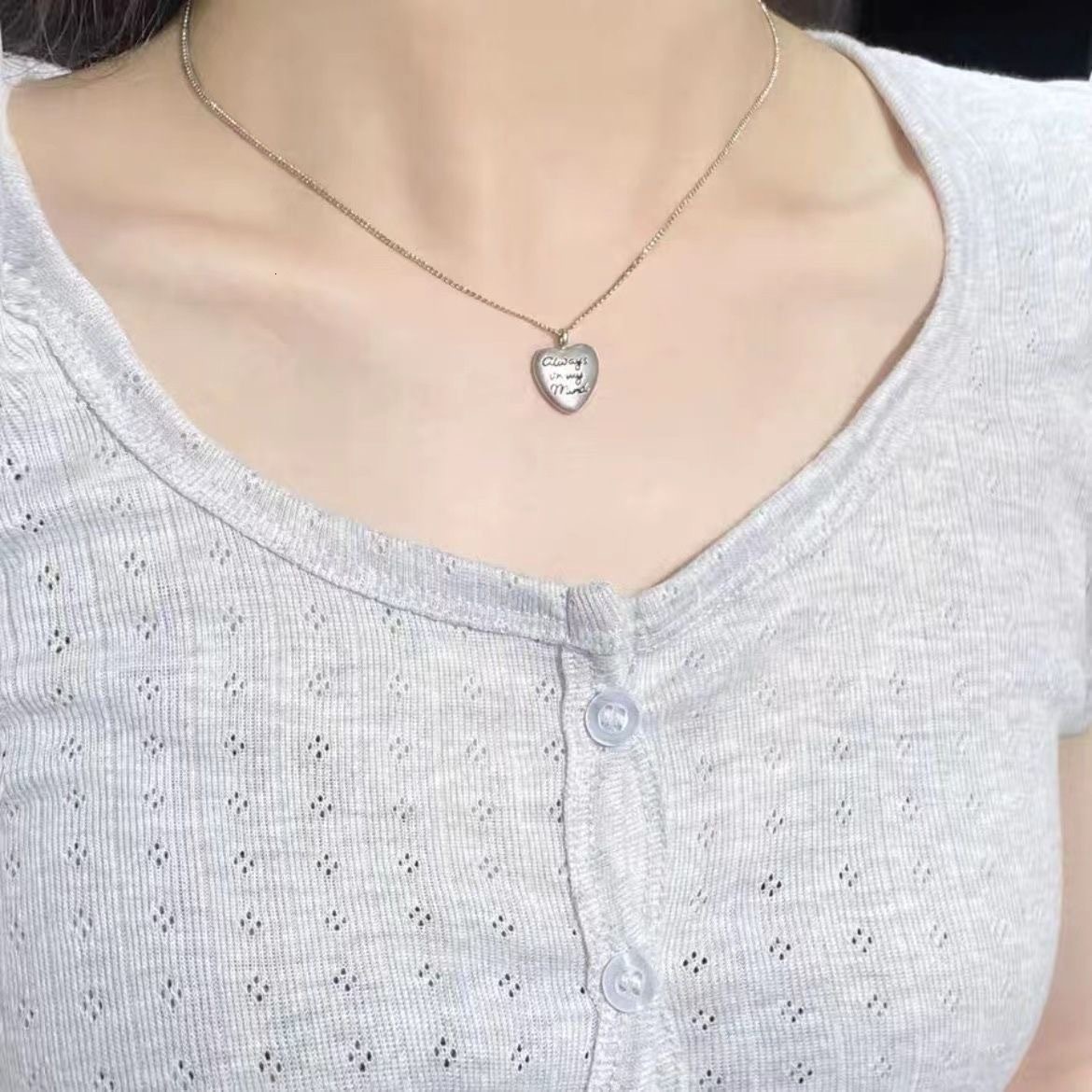 New Brandymeille Heart BM for Women Sweet Cute Versatile Clavicle Necklace