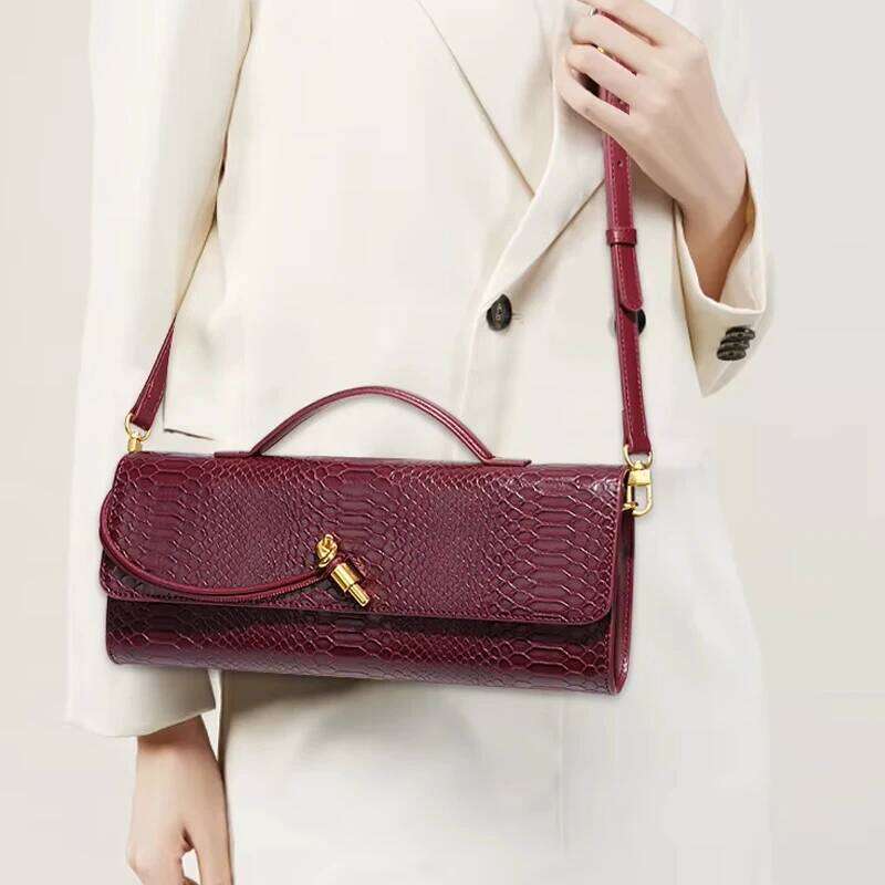 Women Snake Pattern Crossbody Premium Sense Daily Women's Niche Design Long Clutch Plug Shoulder Bag High Qualit