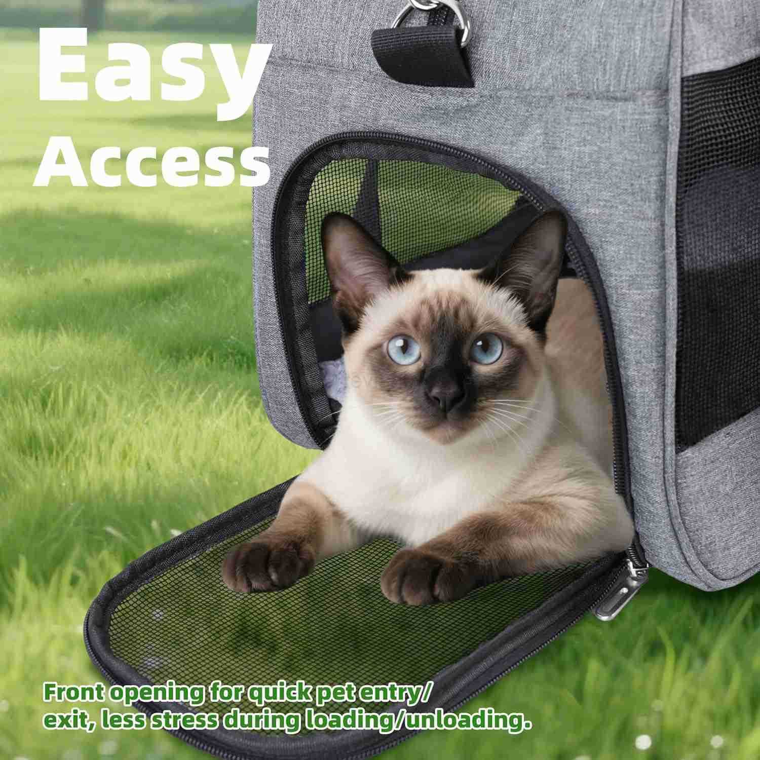 Cat Carrier for Small Cats Dogs SoftSided Pet Carrier for Cats Puppies Small Pets Lightweight Comfortable Travel Cat Dog Carrier GreyW250912