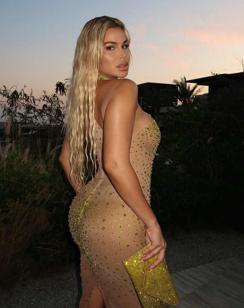 Sparkly Rhinestones Evening Dresses Sleeveless Halter Neck Sexy Mesh Transparent Prom Birthday Dress Photo Shoot Wear Customized