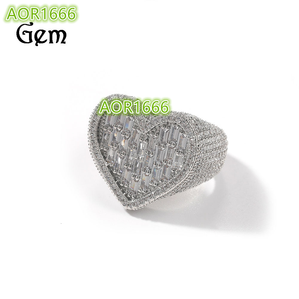 European and American style jewelry street trendsetter high-end rings personalized hip-hop new heart diamond rings cross-border