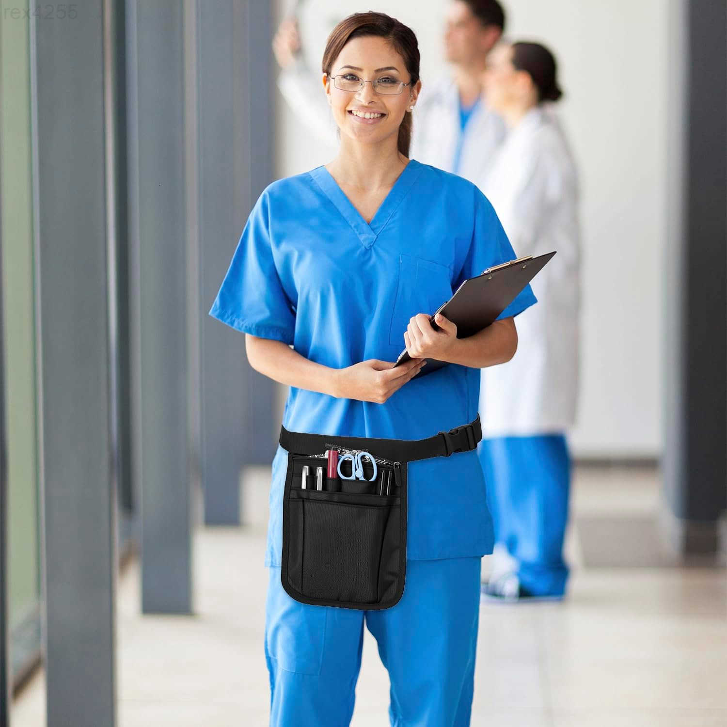 Medical Organizer Belt Nurse Storage Bag Waist Bag Pouch for Medical Scissors Care Kit Tool Black 10x7W250912