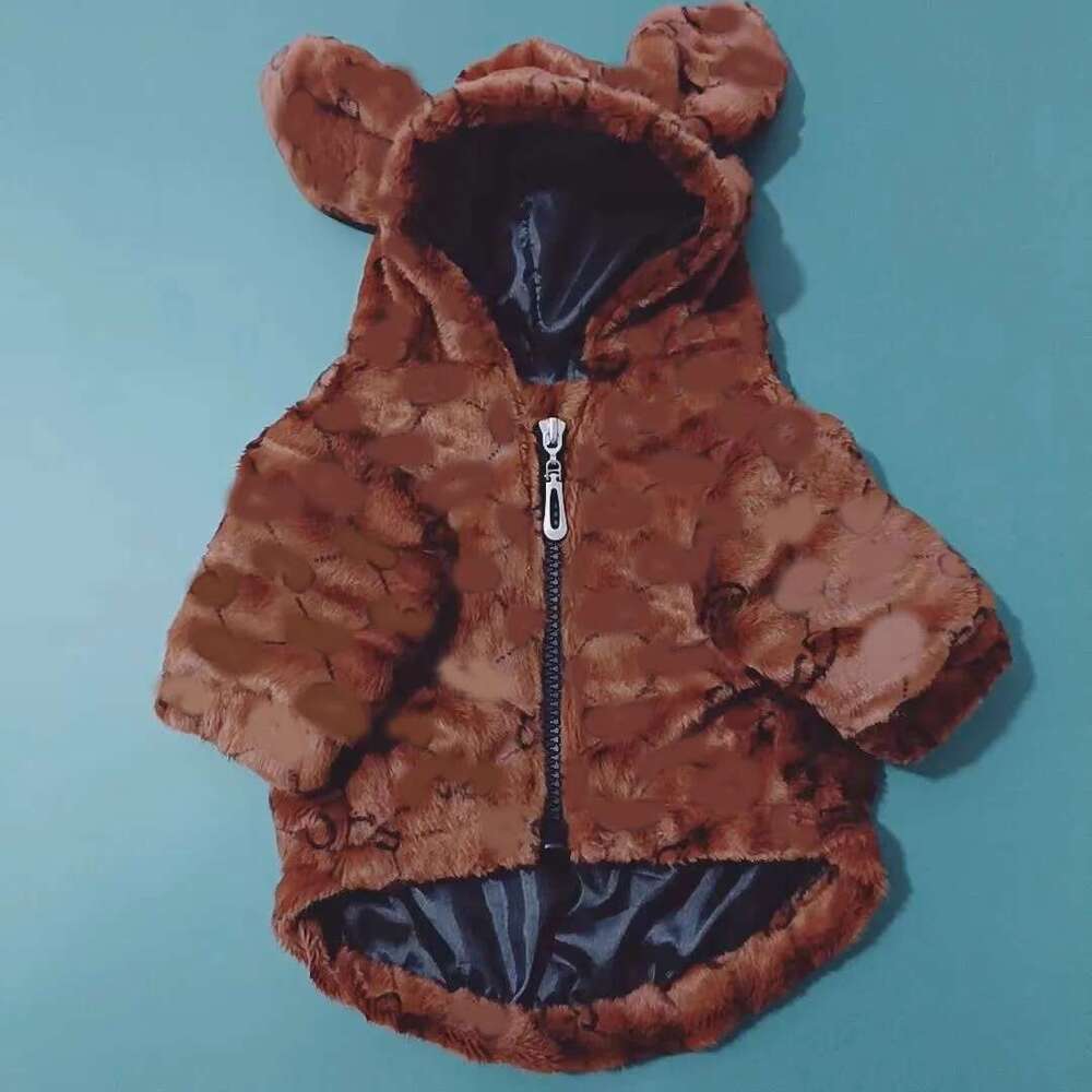Designer Pet Dog Fur Hooded Classic Rabbit Hat Autumn and Winter Thickened Coat Fadou Bears corgi Cute Fashion Jacket White Pink brown Free shipping