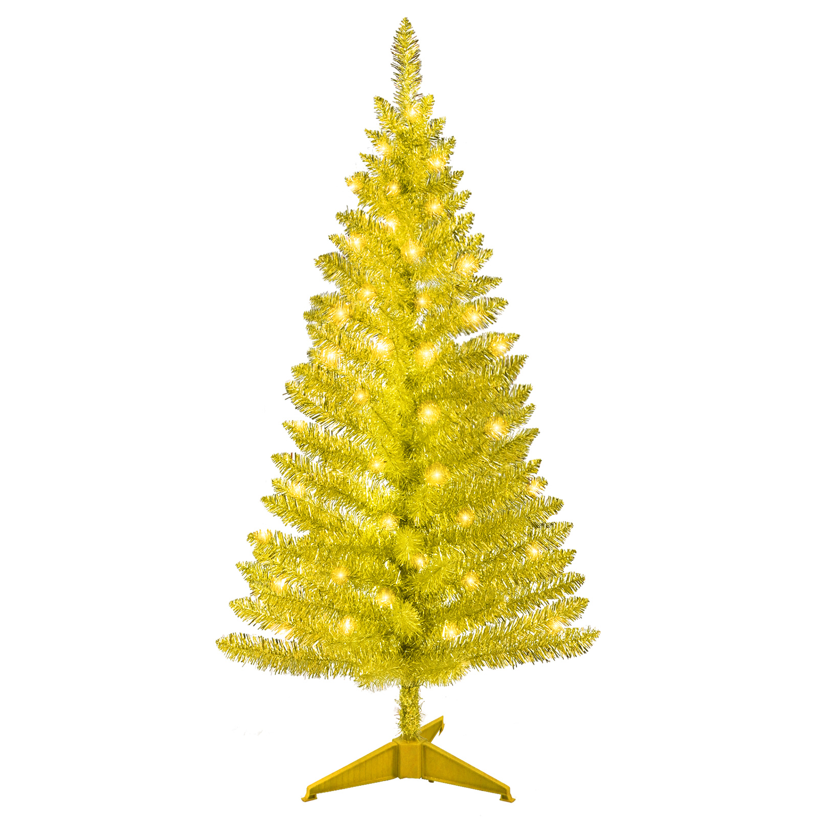 Compact Red-Gold Holiday Tree Decorated with 50 LEDs Ideal for Office Use, Perfect for Small Spaces