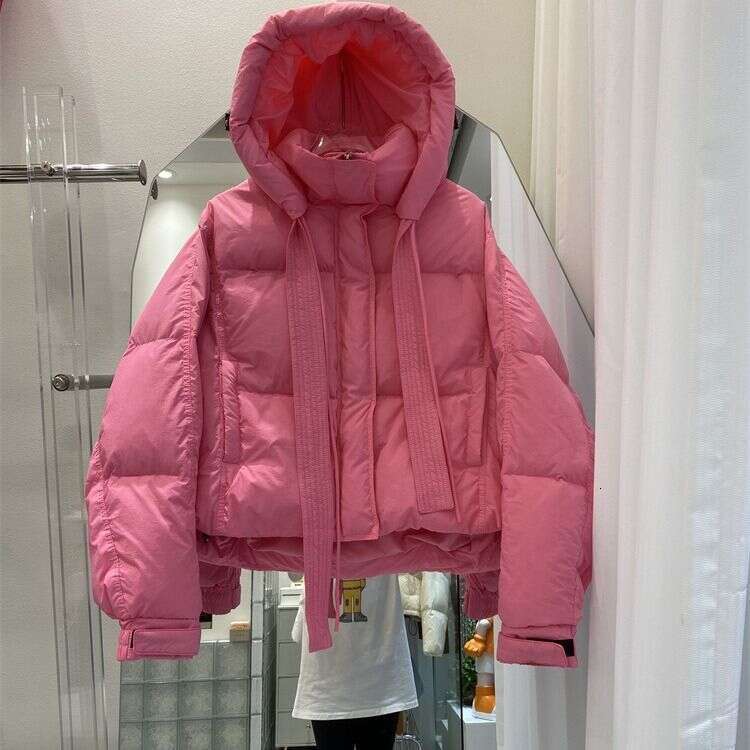 Women's Clothing Short Hooded Thickened Fashionable Small White Duck Down Jacket