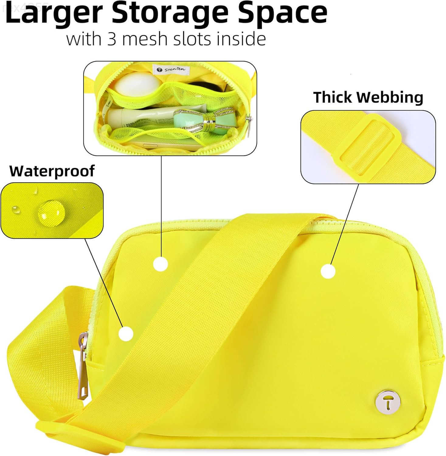 Belt Bag For Women Girls Kids Fanny Pack Crossbody Bag Fashionable Waist Packs With Adjustable Strap Waterproof For Travel Walking Running Hiking Neon