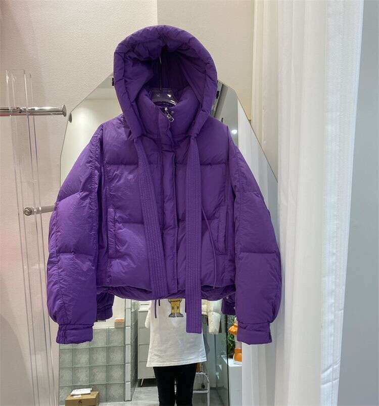 Women's Clothing Short Hooded Thickened Fashionable Small White Duck Down Jacket