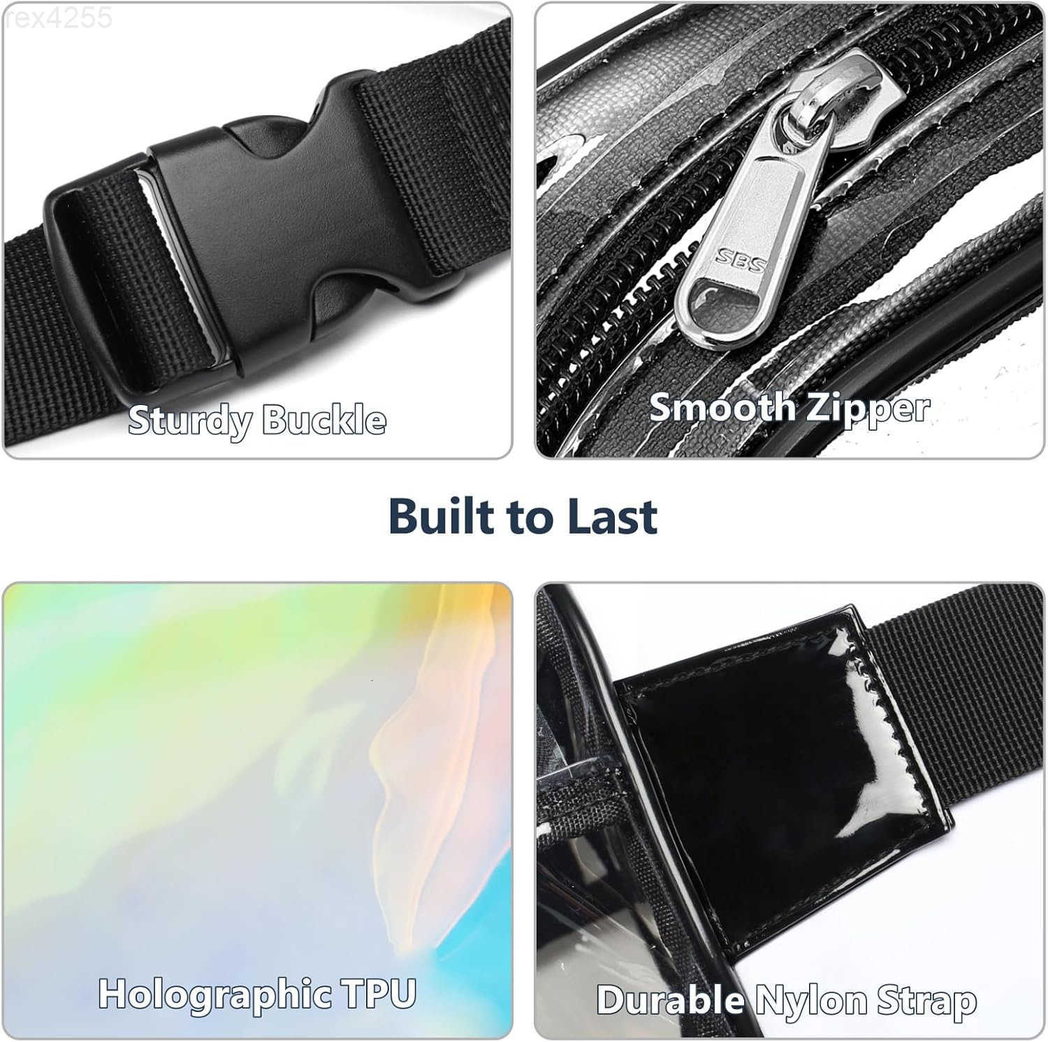 Clear Fanny Pack Holographic Clear Belt Bag Crossbody Fashion Fanny Packs for Women Men Cute Waist Bag with Adjustable Strap for Sports Beach Events C