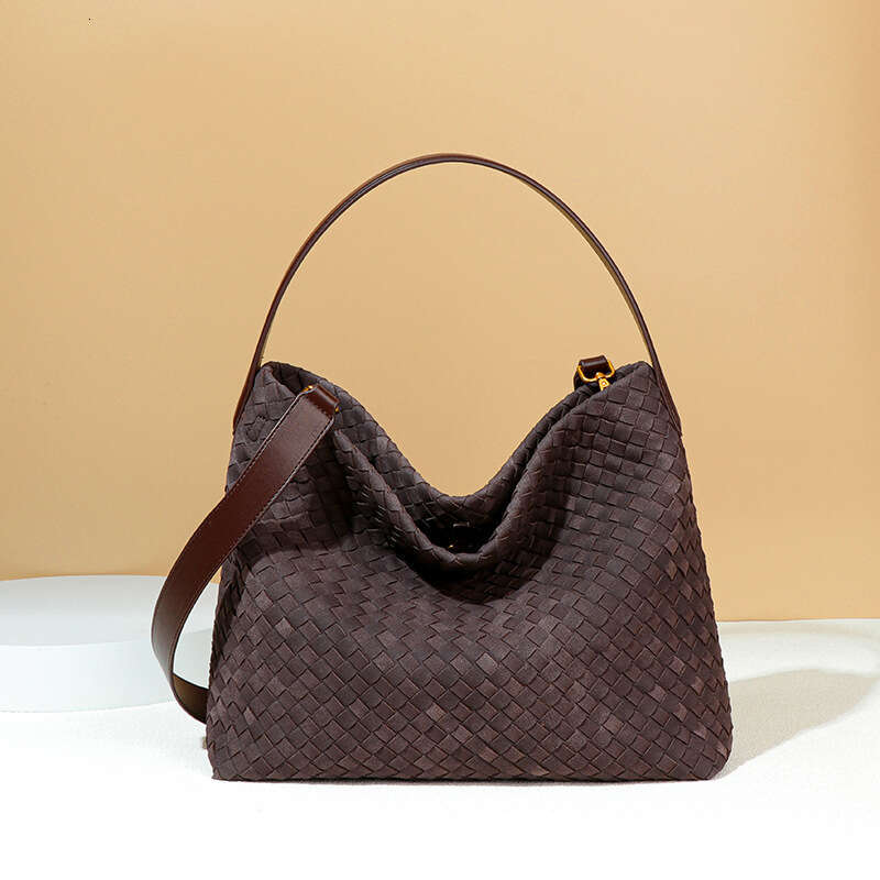 High-End Large Capacity for Women's Woven Shoulder Crossbody Underarm Bucket Suede Tote Bag