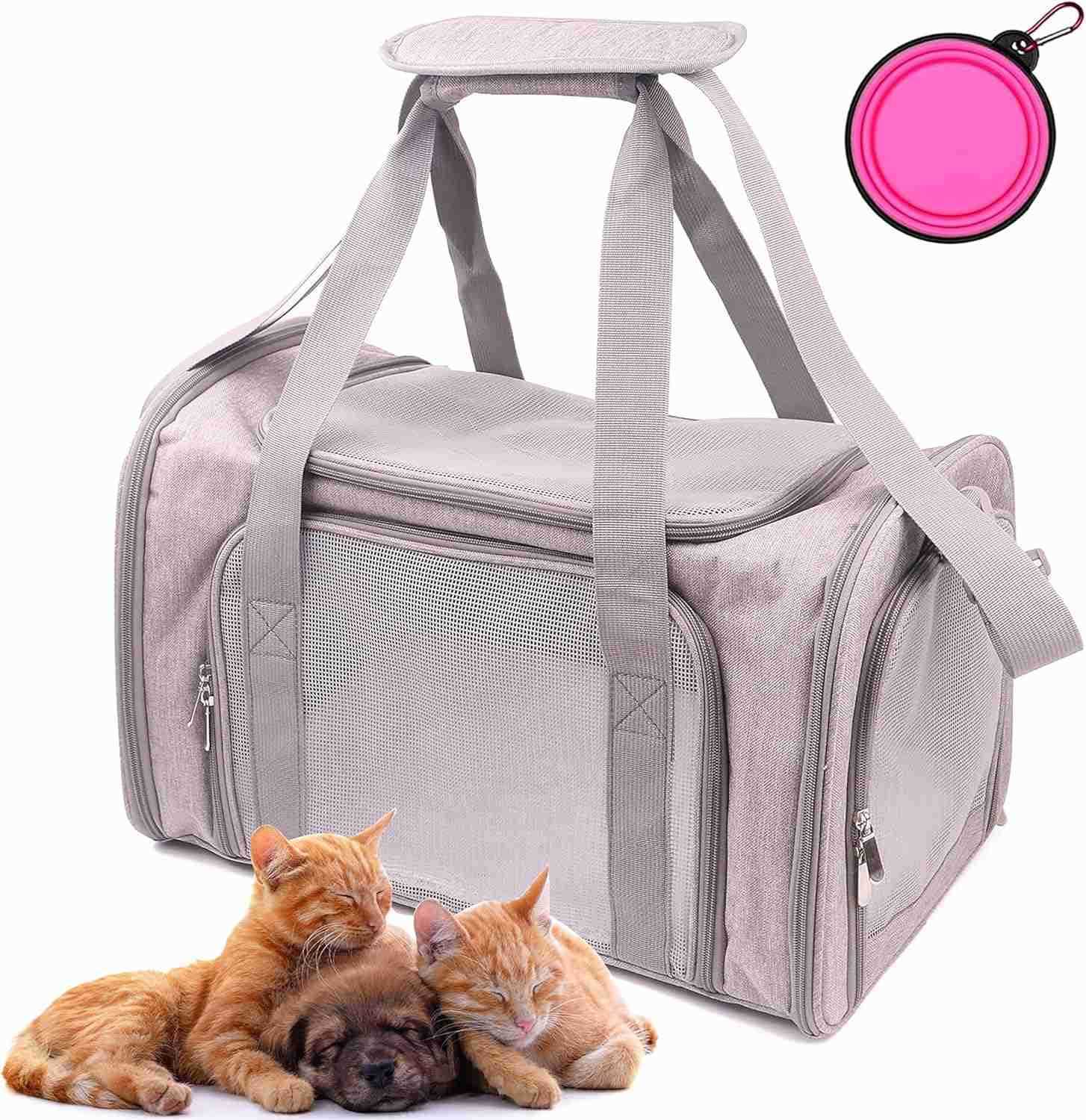 Pet Carrier Bag for Dog CatPortable Pet Bag Folding Fabric Pet Travel Carrier Pet Cage for Small DogCollapsible Puppy Messenger Pet Bags Airline Appro
