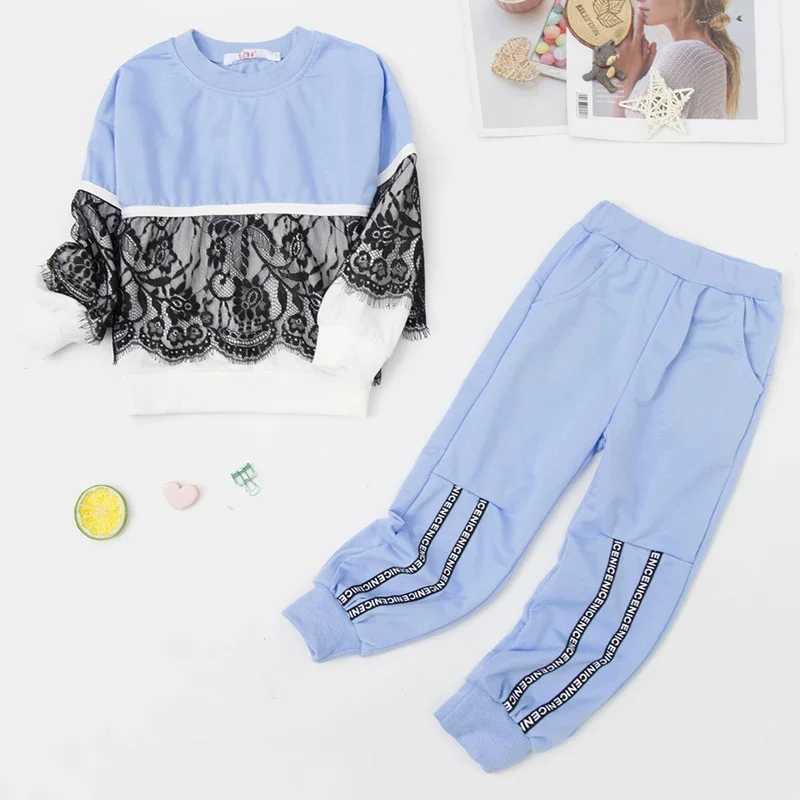 LZH Spring Autumn Girls Sports Suits Children Clothing Toddler Clothes Lace Warm Hooded Costume Outfit Kids Tracksuit Sets 38Y C250912