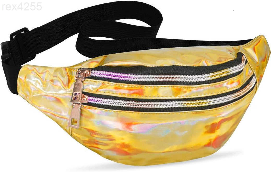 Holographic Fanny Packs for Women Cute Waist Packs Shiny Waist Bum Bag Waterproof for Travel Party Festival Running Hiking All SilverW250912