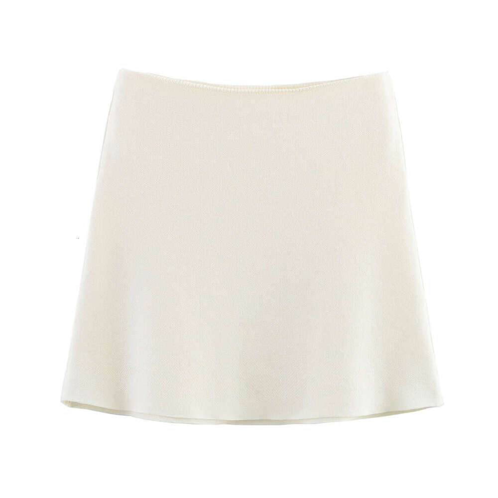 DHEssentials 2025 Autumn New French Style Little Chanel Vanilla Blue Floral Button Decor Knitted Jacket + Mini Skirt