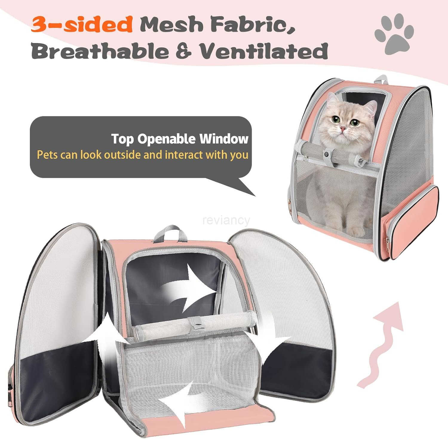 Cat Backpack CarrierPet Carrier Airline Approved for Small Dog Cat Puppy Kitten BunnyVentilated Mesh Design Animal Backpack for Hiking Camping Travel 