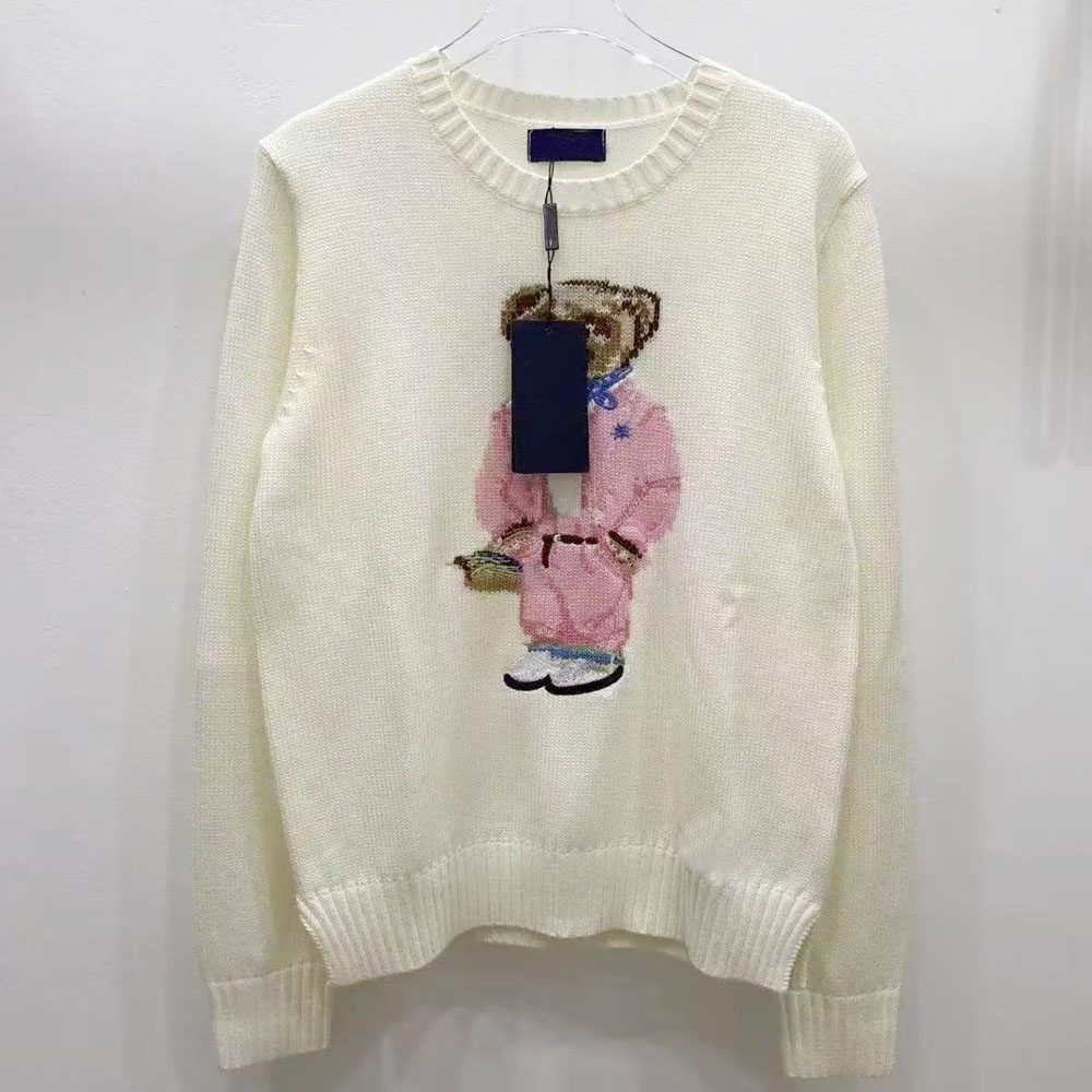 flag women designer sweater nitwear clothes autumn winter ladies round neck embroidery letter knitted classic tops white black warm jumpers