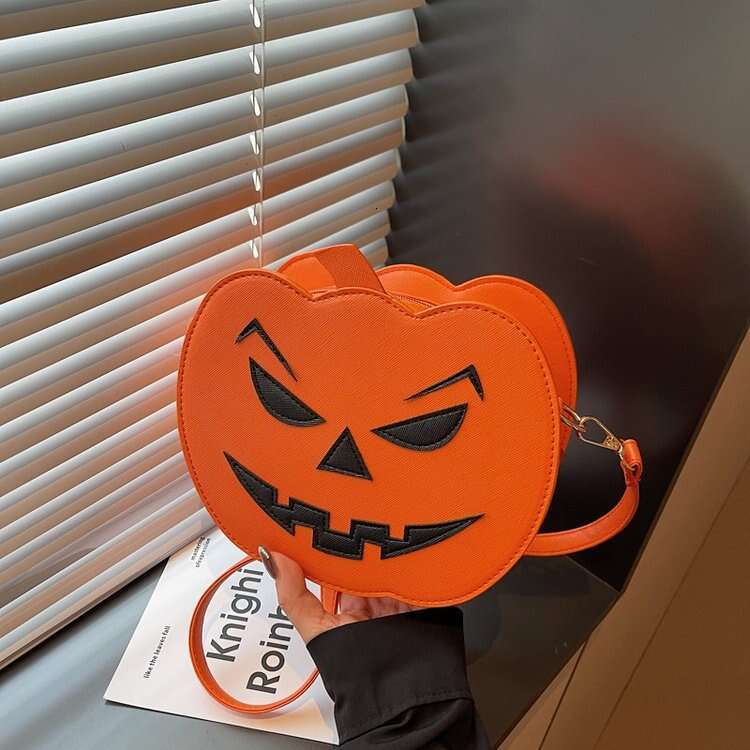 Halloween Pumpkin Bag Orange Shoulder Bags Fashion New Style Color-Block Personality Creative Trendy Quirky Crossbody Bag