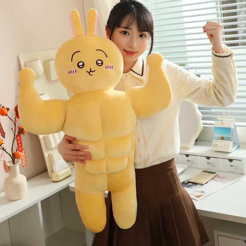 Big Size Creative Strong Hachiware Chiikawa Plush Toy Japanese Style Stuffed Muscle Usagi Plushies Funny Cuddly Doll Lovely C250912
