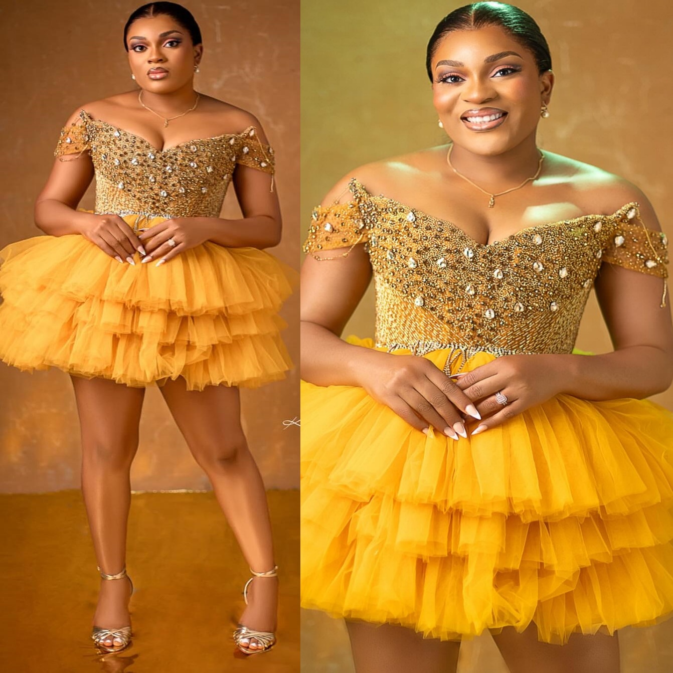 Yellow Ball Gown Cocktail Dress Sweetheart Beaded Crystals Tulle Short Mini Graduation Homecoming Dresses For Special Occasions Sweetheart Gowns