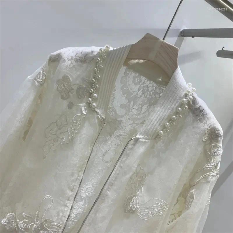 Women's Jackets Women Coat Jacket 2025 Summer High-end Nail Bead Embroidered Sunscreen With Round Neck Design Baseball Top