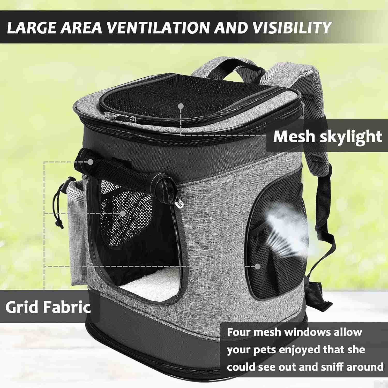 Planet Pet Carrier Backpack for Cats Dogs Breathable Pet Backpack with 4 Mesh Window Portable Pet Carrier for CampingW250912